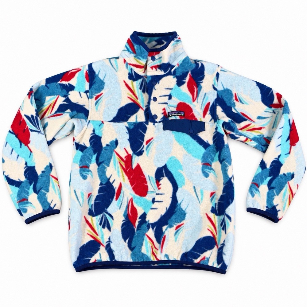 Patagonia Synchilla Snap T Fleece Pullover Women's Small Feather Dance Print